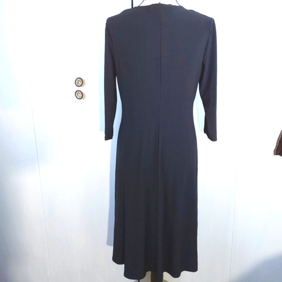 Evan Picone- Formal Black Deep V Ruching Slimming Cocktail Dress W Bling Sz.10 - Picture 7 of 10